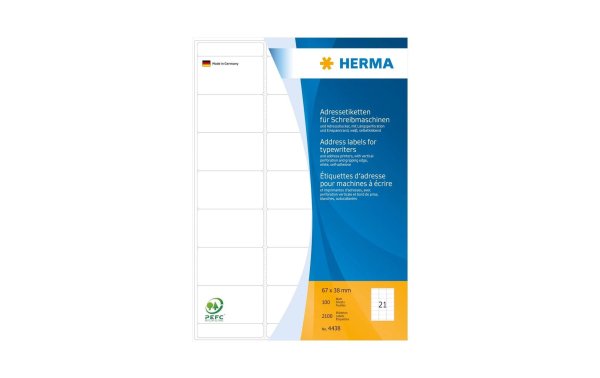 HERMA Adressetiketten 6.7 x 3.8 cm, 2100 Etiketten