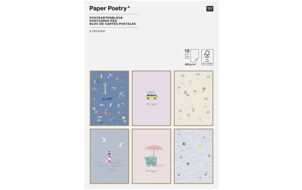 Rico Design Postkarte Paper Poetry Maritim, 12 Stück