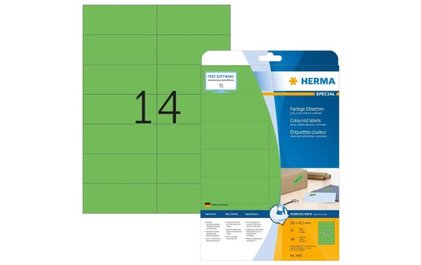 HERMA Universal-Etiketten 10.5 x 4.23 cm, 280 Etiketten, Grün