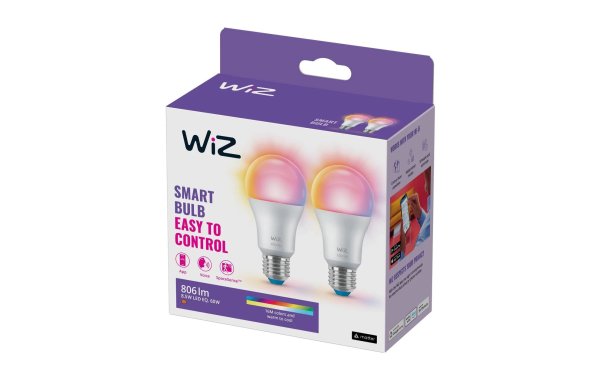 WiZ Leuchtmittel 8.5W 60W E27 A60 Tunable White&Color Doppelpack