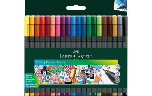 Faber-Castell Fineliner Grip Set 0.4 mm, 20 Stück