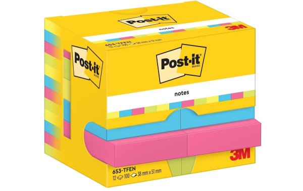 Post-it Notizzettel Energy 51 x 38 mm, Mehrfarbig, 12 Blöcke