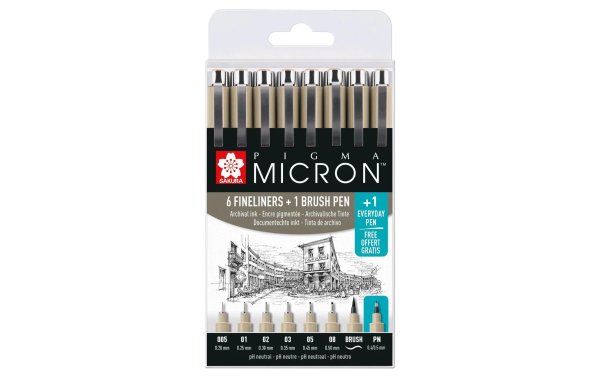 Sakura Fineliner Pigma Micron 8-teilig mit Brush Pen