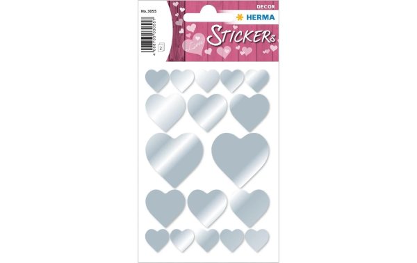 Herma Stickers Metallic Sticker Herzen Silber 36 Stück Silber