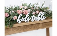 Partydeco Hochzeitsaccessoire Holzschrift Kids Table 38 x 10 cm, Weiss