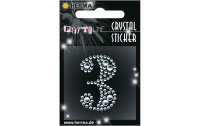 Herma Stickers Zahlensticker Crystal 3, 1 Stück Silber
