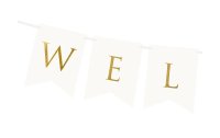 Partydeco Girlande Welcome 15 x 95 cm, Weiss/Gold