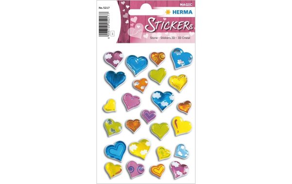 Herma Stickers 3D-Sticker Herzen Stone 25 Stück Mehrfarbig