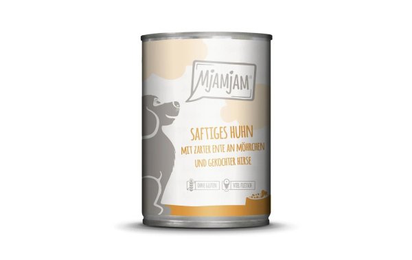 Mjamjam Nassfutter Huhn und Ente mit Karotten und Hirse, 400 g