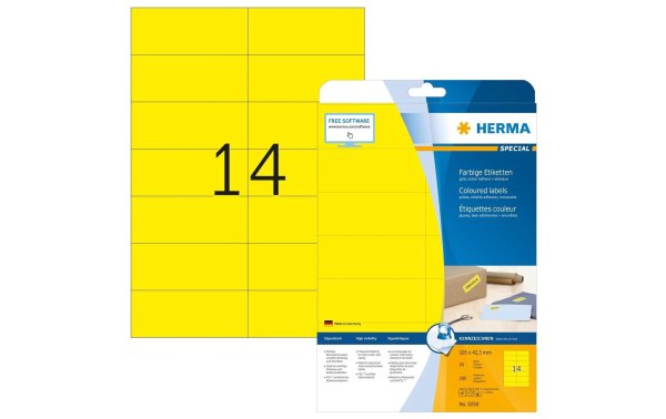 HERMA Universal-Etiketten 10.5 x 4.23 cm, 280 Etiketten, Gelb