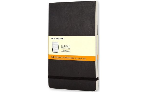 Moleskine Notizbuch Reporter A6 Liniert, Schwarz, 192 Seiten