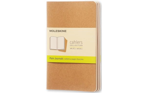 Moleskine Notizbuch A6 Blanko, Hellbraun, 3-teilig