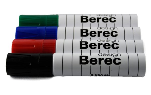 Berec Whiteboard-Marker Jumbo 4er Etui, Blau/Grün/Rot/Schwarz