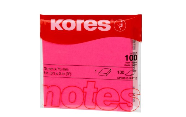 Kores Notizzettel 7.5 x 7.5 cm, Neonpink