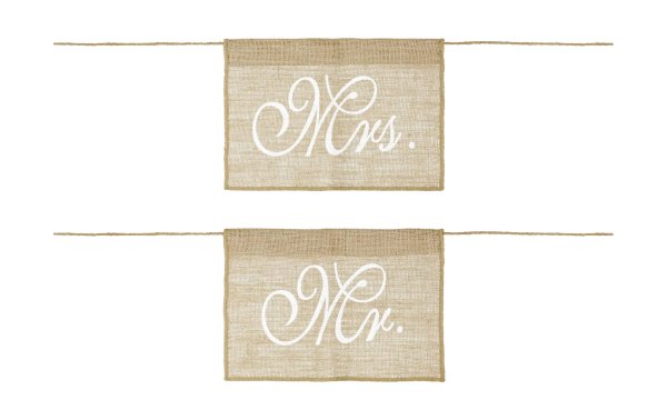 Partydeco Hochzeitsaccessoire Stuhlschild Mr Mrs 30 x 21.5 cm, Braun