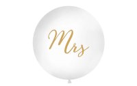 Partydeco Luftballon Mrs Ø 1 m, Gold/Weiss