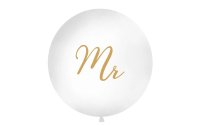 Partydeco Luftballon Mr Ø 1 m, Gold/Weiss