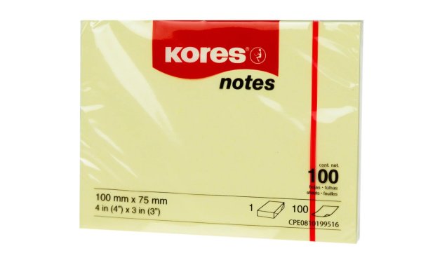 Kores Notizzettel 10075, 10 x 7.5 cm, Gelb