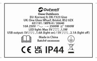 Outwell Kabelrolle Netzkabeltrommel mit USB / Lampe 15 m