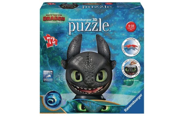 Ravensburger 3D Puzzle Dragons 3 Ohnezahn mit Ohren