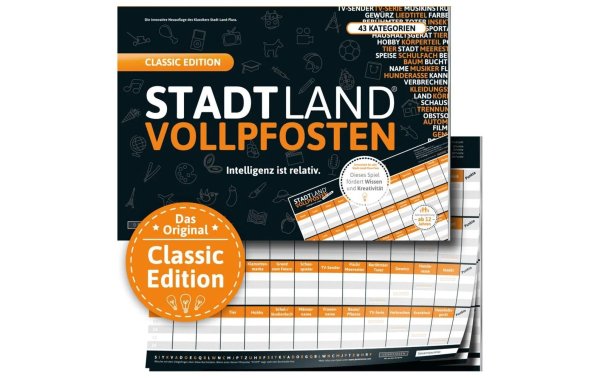 Denkriesen Partyspiel STADT LAND VOLLPFOSTEN – Classic Edition