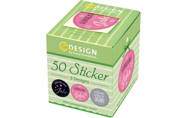 Z-Design Sticker auf Rolle Neues Jahr 50 Stück Grau/Rosa/Schwarz