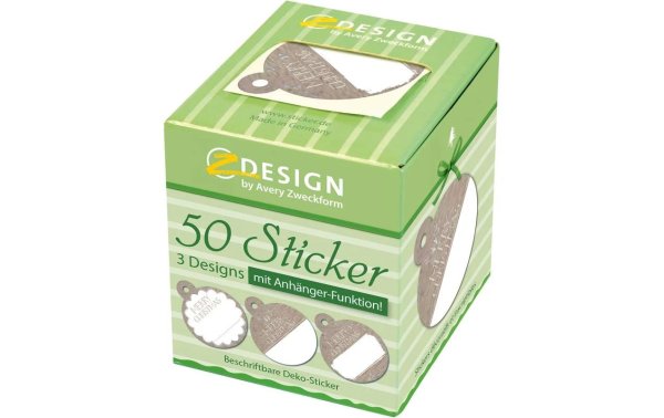 Z-Design Sticker auf Rolle Geschenk 50 Stück Braun/Weiss