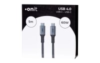 onit USB4-Kabel Pro USB C - USB C 5 m, Grau/Schwarz